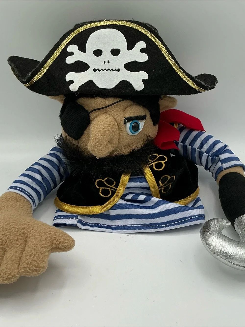 Melissa and Doug Plush Pirate Hand Puppet - Black Hat, Blue Stripes